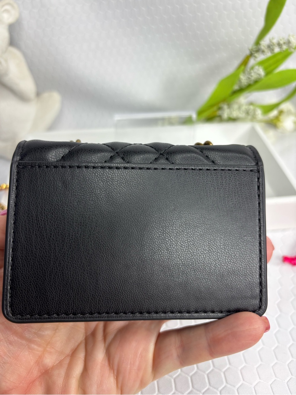 Kurt Geiger Quilted Black Mini Shoulder Bag with Gold Hardware - Picture 5 of 9